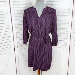 41 Hawthorn Polka Dot Belted V Neck Cloey Shirt Dress Blue Red Small